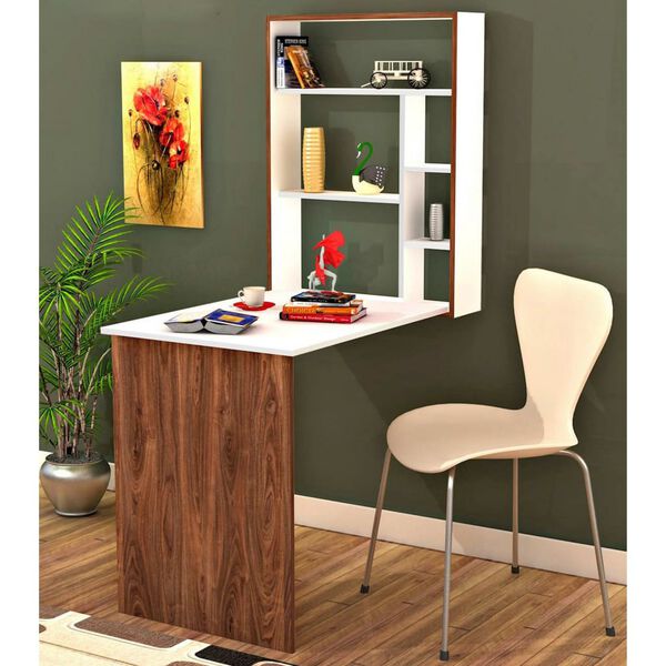 Homemania Desk Magicbox 62x16x82cm White and Walnut