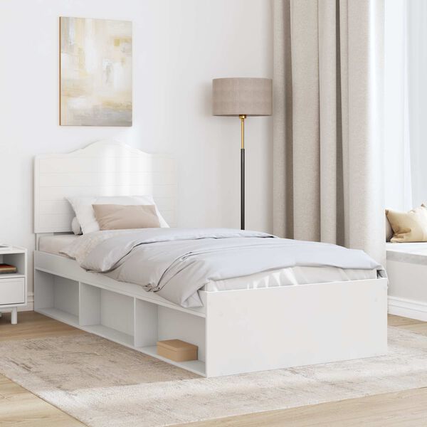 vidaXL Bed Frame with Headboard White 90 x 200 cm Solid Pine Wood