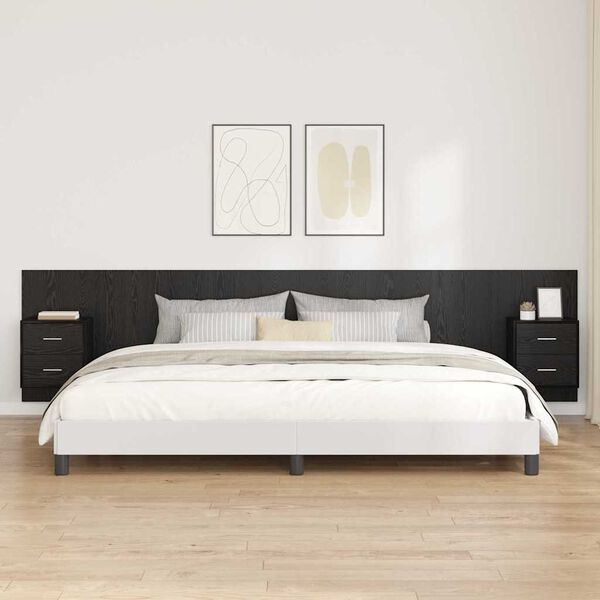 vidaXL Headboard with Cabinet 3 pcs Black Oak Engineered Wood