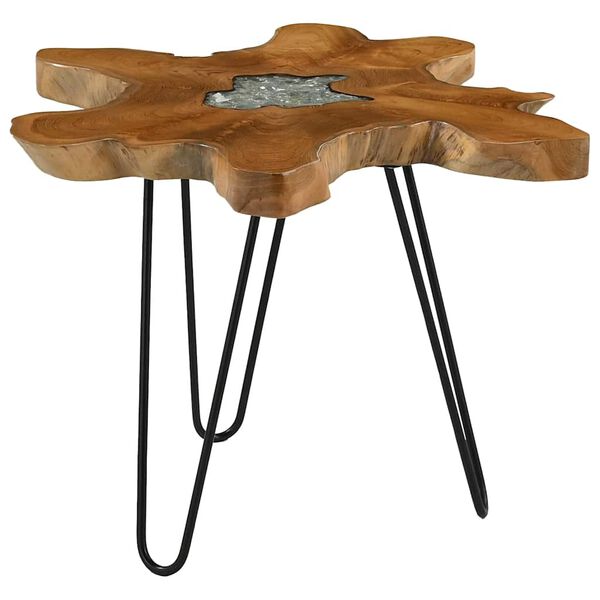 vidaXL Coffee Table 70x45 cm Solid Teak Wood and Polyresin