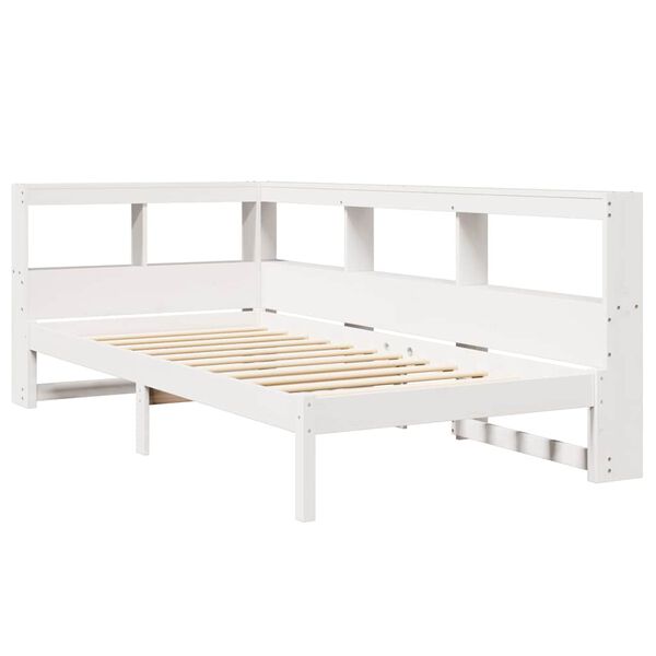 vidaXL Bookcase Bed without Mattress White 75x190 cm Small Single Solid Wood Pine