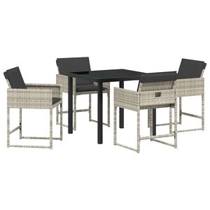 vidaXL Garden Dining Set 5 pcs Light Grey Poly Rattan