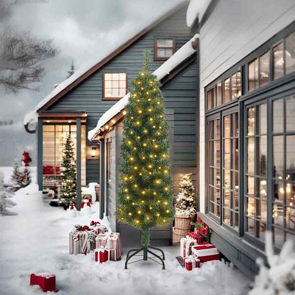 vidaXL Artificial Christmas Tree with 300 LEDs with Stand Green 240 cm