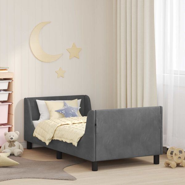 vidaXL Children's Bed Frame with Headboard Dark Grey 80 x 160 cm