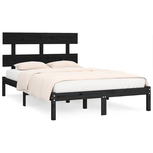 vidaXL Bed Frame without Mattress Black 200x200 cm Solid Wood