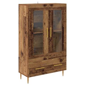 vidaXL Highboard Old Wood 69.5 x 31 x 115 cm Engineered Wood and Glass