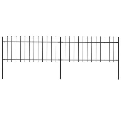 vidaXL Garden Fence with Spear Top Steel 3.4x0.8 m Black