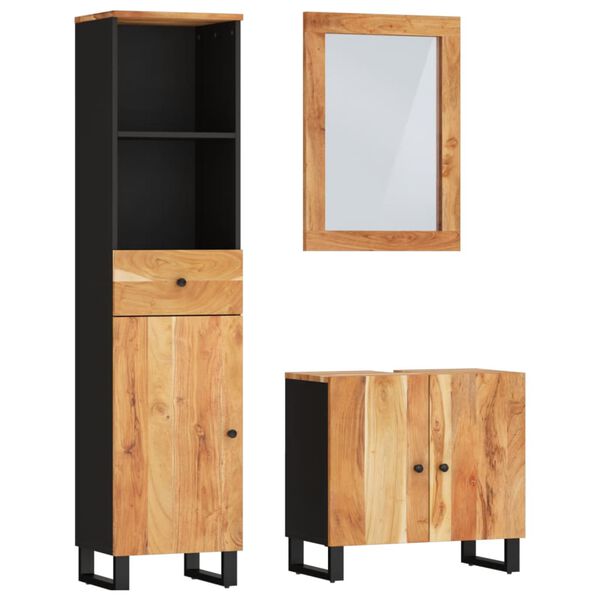 vidaXL 3 Piece Bathroom Furniture Set Solid Wood Acacia