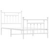vidaXL Metal Bed Frame without Mattress with Footboard White 90x190cm