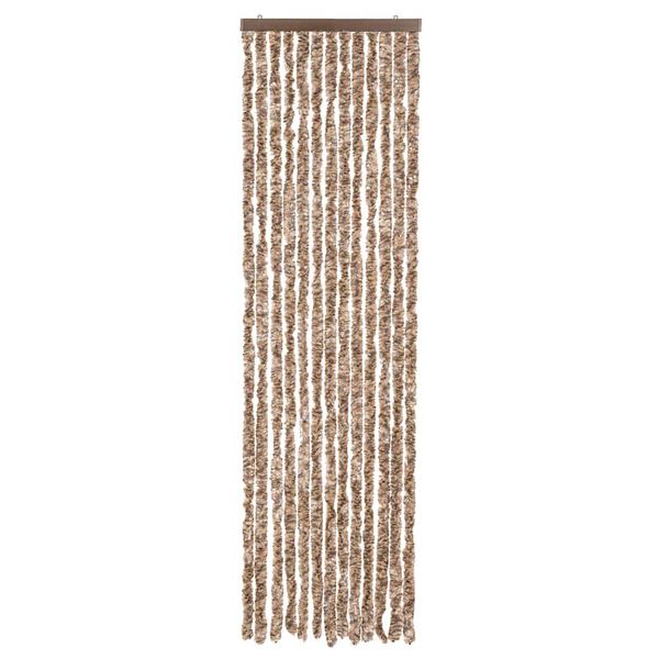 vidaXL Fly Curtain Beige and Dark Brown 56x200 cm Chenille