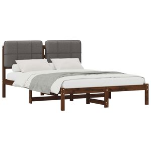 vidaXL Bed Frame with Upholstered Headboard Dark Brown and Light Grey