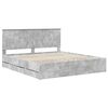 vidaXL Bed Frame with Drawer Concrete Grey 200 x 200 cm Engineer Wood