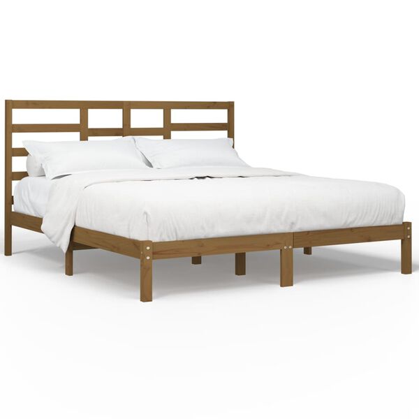 vidaXL Bed Frame without Mattress Honey Brown Solid Wood 200x200 cm