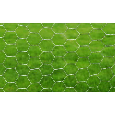 vidaXL Mesh Fence Galvanised Steel Hexagon 1x25 m Silver