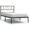 vidaXL Metal Bed Frame without Mattress with Headboard Black 75x190cm