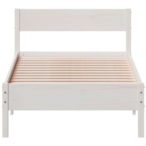 vidaXL Bed Frame without Mattress White 75x190 cm Small Single Solid Wood Pine