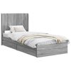 vidaXL Bed Frame with Storage and Headboard Grey Sonoma 75 x 190 cm