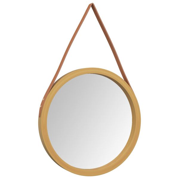 vidaXL Wall Mirror with Strap Gold &Oslash; 45 cm
