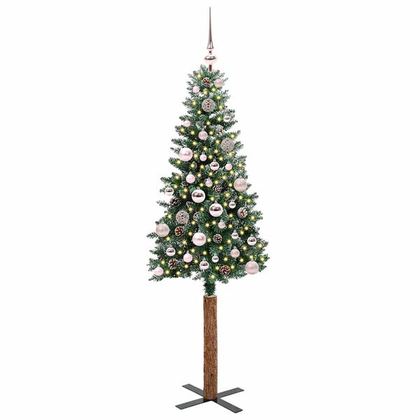 vidaXL Slim Christmas Tree Green 150 cm PVC and Solid Pine wood
