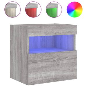 vidaXL TV Wall Cabinet with LED Lights Grey Sonoma 40x30x40 cm