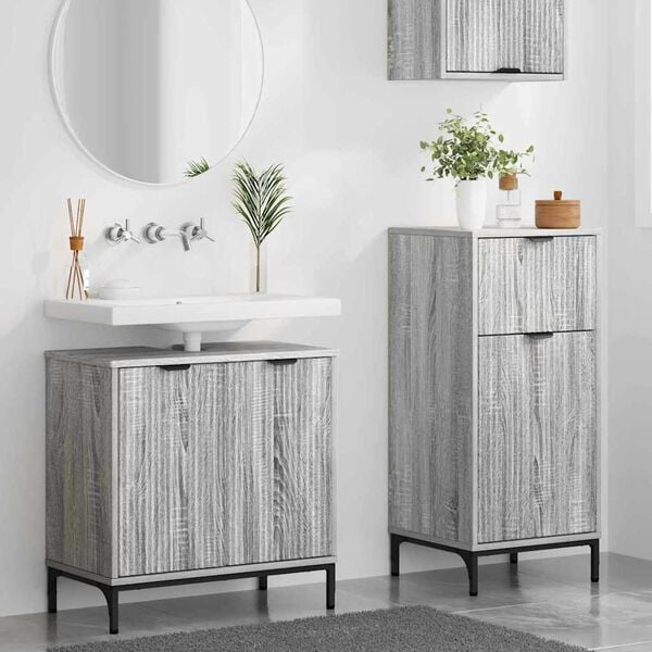 vidaXL Bathroom Furniture Set with Drawer with Shelf 2 pcs Grey Sonoma