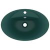 vidaXL Luxury Basin Overflow Oval Matt Dark Green 58.5x39 cm Ceramic