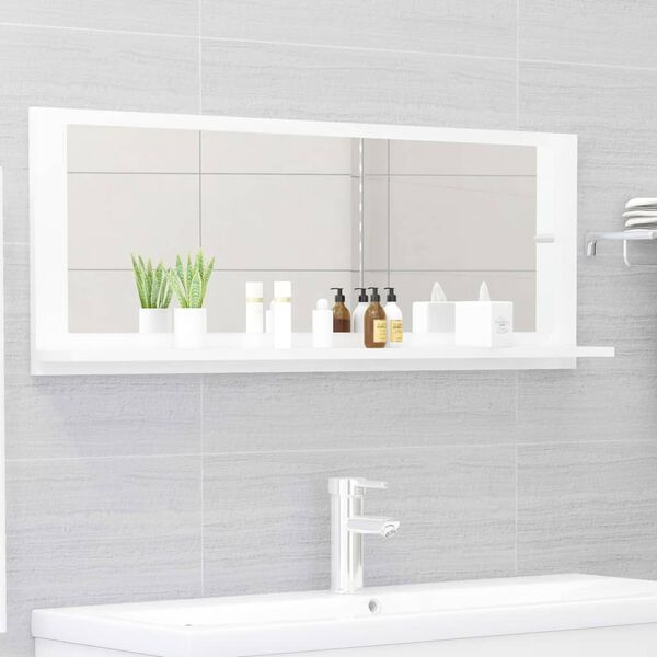 vidaXL Bathroom Mirror High Gloss White 100x10.5x37 cm Engineered Wood
