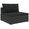 vidaXL 6 Piece Garden Lounge Set with Cushions Poly Rattan Black
