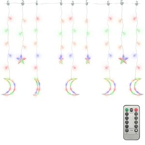 vidaXL Star and Moon Fairy Lights Remote Control 138 LED Colourful