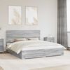 vidaXL Bed Frame with Drawer Grey Sonoma 200 x 200 cm Engineered Wood