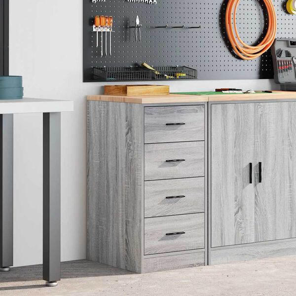 vidaXL Garage Storage Cabinet Grey Sonoma 40x51x85 cm Solid Wood Pine