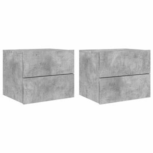 vidaXL Wall-mounted Bedside Cabinets with LED Lights 2 pcs Concrete Grey
