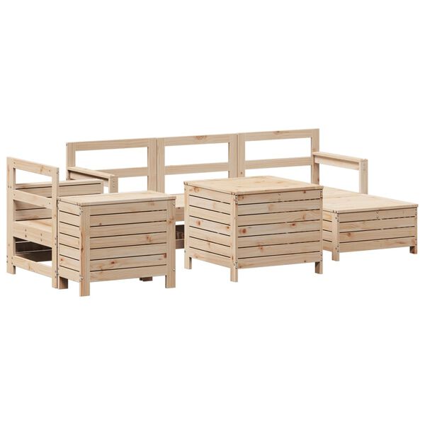 vidaXL 7 Piece Garden Sofa Set Solid Wood Pine