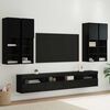 vidaXL TV Wall Cabinet Set with LED Lights with LED 7 pcs Black Oak