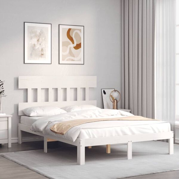 vidaXL Bed Frame without Mattress White 140x190 cm Solid Wood Pine