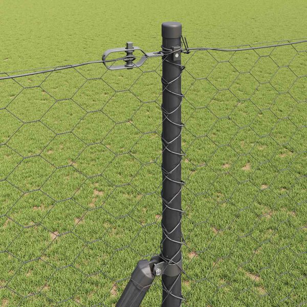 vidaXL Fence Post Grey 10 x 1.6 m (50 mm mesh) Steel and PVC