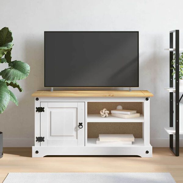 vidaXL TV Cabinet Corona White 100 x 40 x 52 cm Solid Pine Wood
