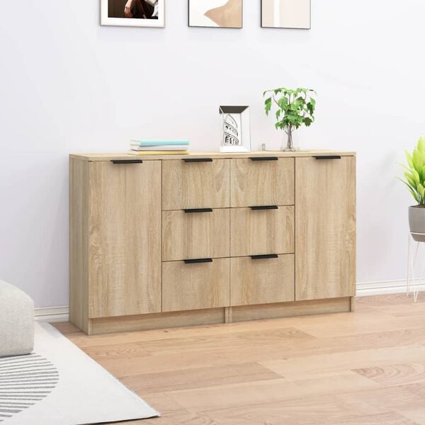 vidaXL Sideboards 2 pcs Sonoma Oak 60x30x70 cm Engineered Wood