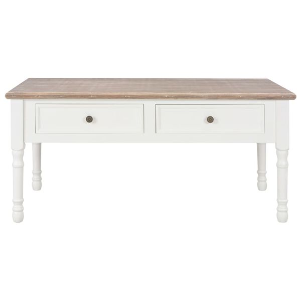 vidaXL Coffee Table White 100x50x46 cm Solid Wood Paulownia