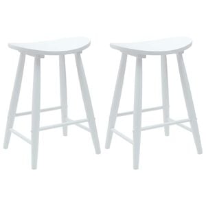 vidaXL Dining Chairs 2 pcs White 46 x 37 x 63 cm Solid Rubber Wood