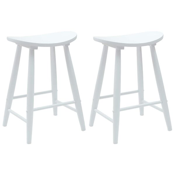 vidaXL Dining Chairs 2 pcs White 46 x 37 x 63 cm Solid Rubber Wood