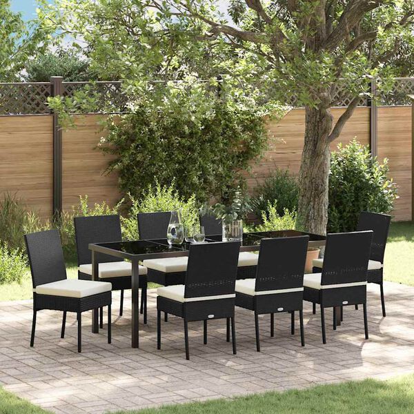 vidaXL Garden Dining Set 9 pcs Cream Powder-Coated Steel