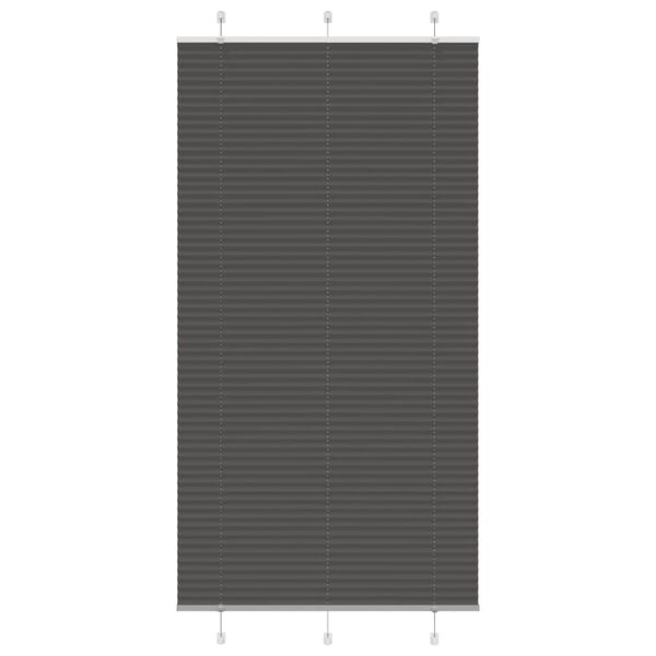 vidaXL Pleated Blind Black 110x200 cm Fabric Width 109.4 cm Polyester