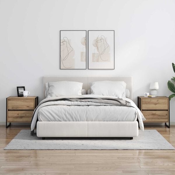 vidaXL Bedside Table Artisian Oak 50 x 39.5 x 50 cm Engineered Wood