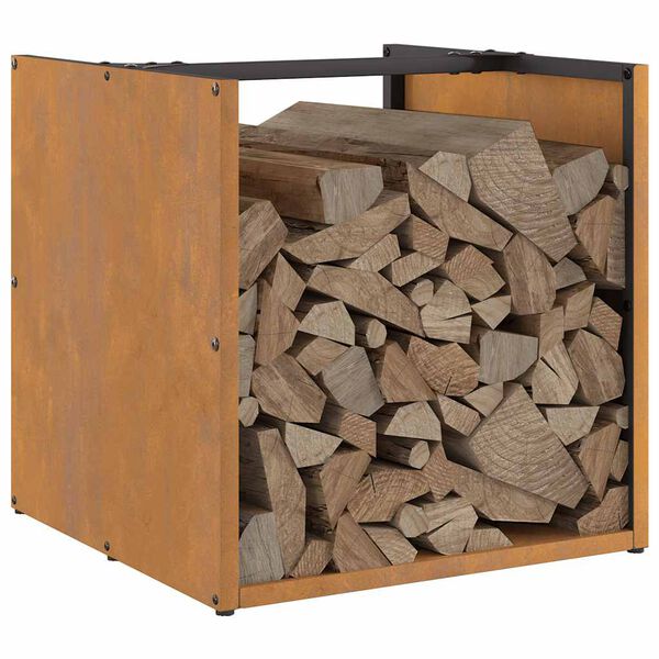 vidaXL Firewood Rack 40x40x40 cm Weathering Steel