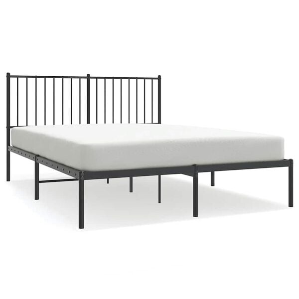 vidaXL Metal Bed Frame without Mattress with Headboard Black 135x190cm