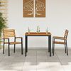 vidaXL Garden Dining Set 3 pcs Black Solid Acacia Wood