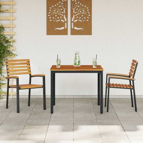 vidaXL Garden Dining Set 3 pcs Black Solid Acacia Wood
