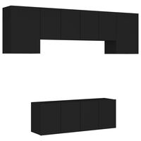 vidaXL 6 Piece TV Wall Units Black Engineered Wood