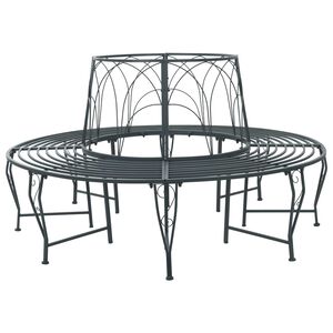 vidaXL Tree Bench 8-Seater &Oslash; 160 x 89 cm Steel Silver Grey Round
